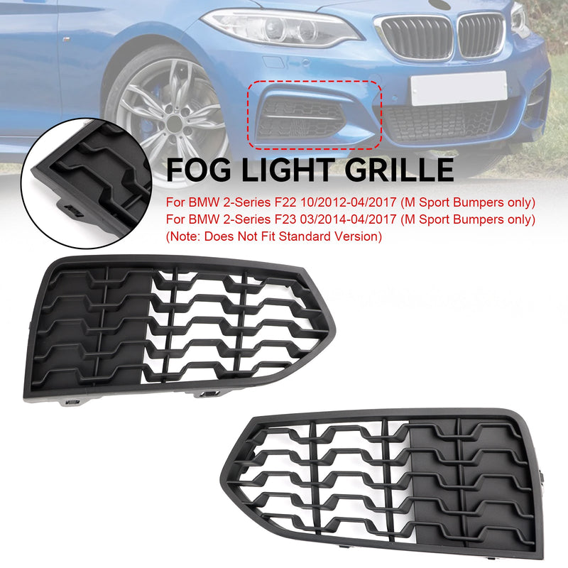 10/2012-04/2017 BMW 2-Series F22 Left+Right Front Bumper M Fog Light Grill 51118056797 51118056798
