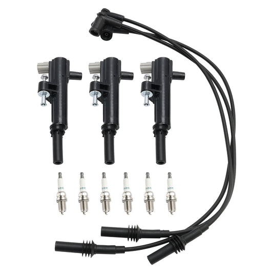 2009-2010 Jeep Commander Grand Cherokee V6 3.7L 3x Ignition Coil+6x Spark Plug+3x Wire UF640 5149199AA
