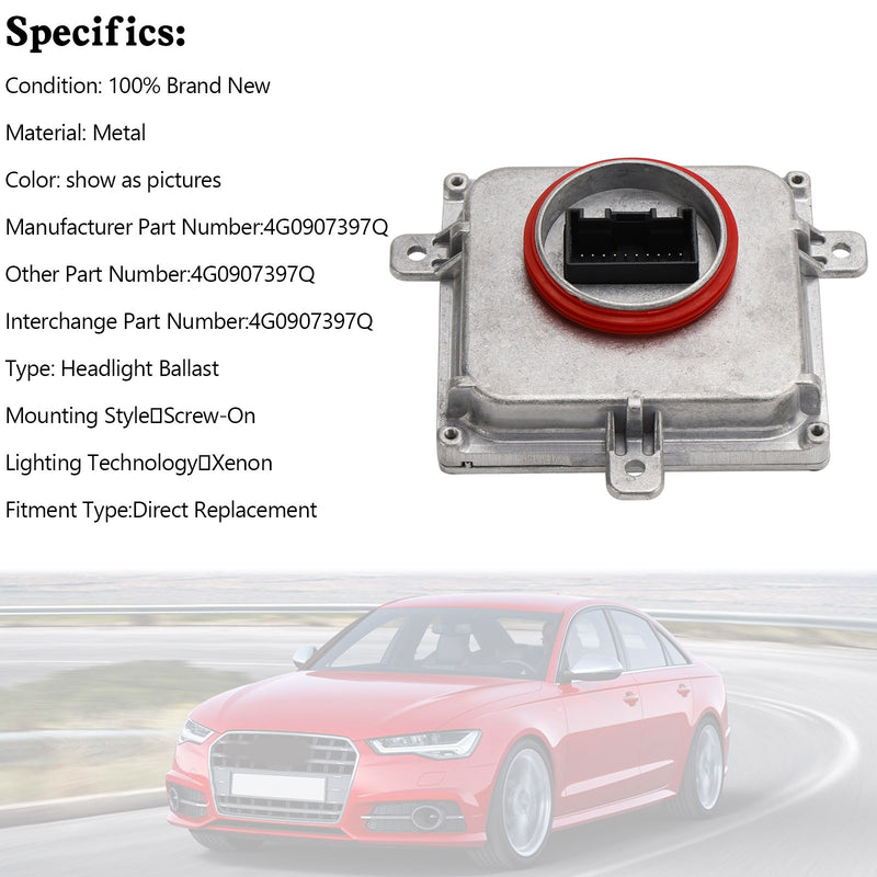 AUDI A6 C7 Xenon Headlight Ballast Control Unit 4G0907397Q