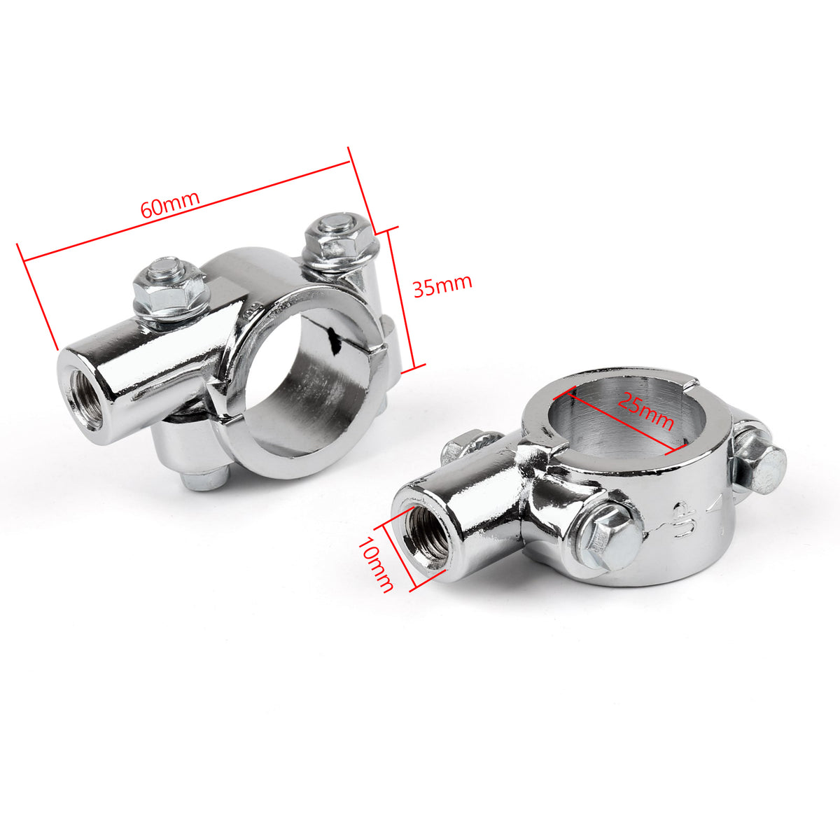 Motorcycle Bike 1" 25mm HandleBar 10MM Thread Mirror Mount Holder Clamp Adaptor