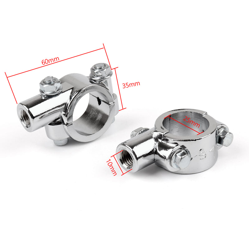Motorcycle Bike 1" 25mm HandleBar 10MM Thread Mirror Mount Holder Clamp Adaptor