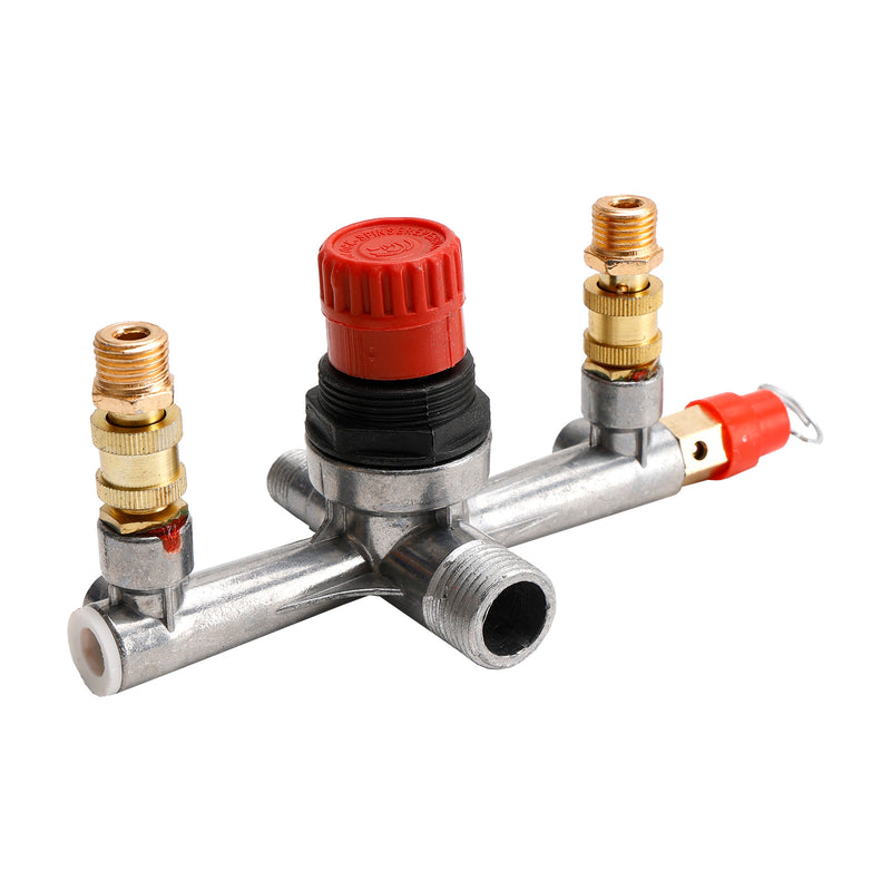Air Compressor Pressure Valve Switch Control Manifold Regulator Gauges Tool