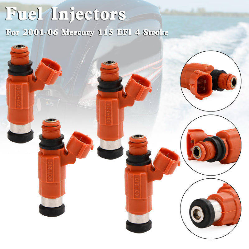 Mercury 115 EFI 4 Stroke 2001-2006 4PC 880887T1 Fuel Injectors INP-784