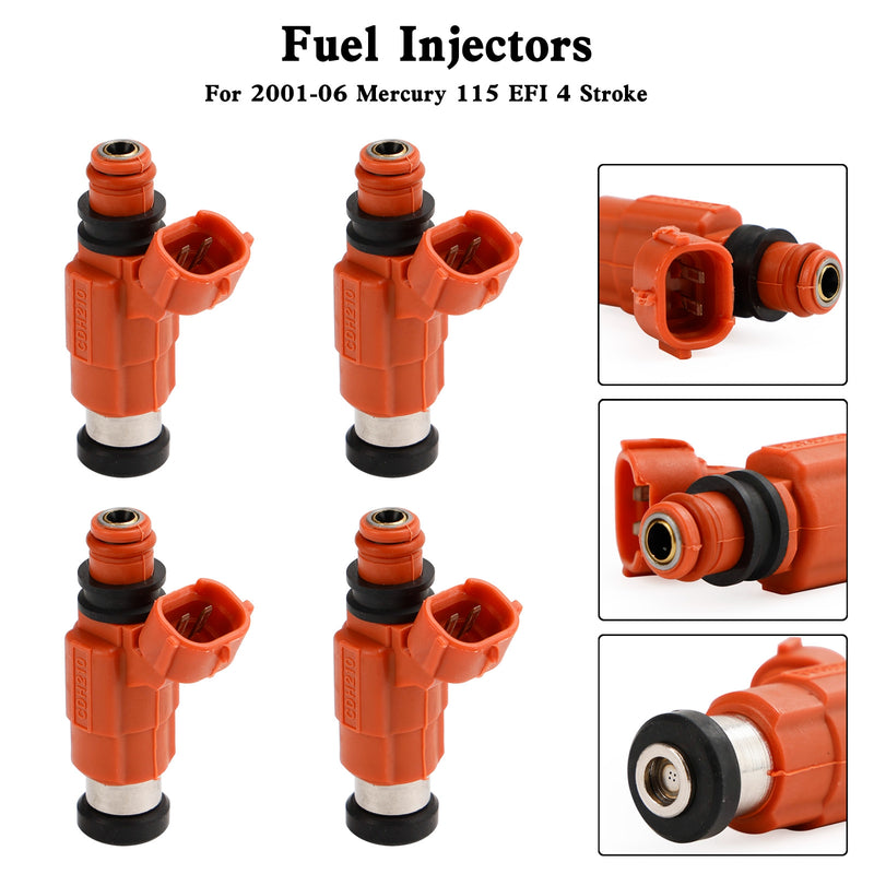 Mercury 115 EFI 4 Stroke 2001-2006 4PC 880887T1 Fuel Injectors INP-784