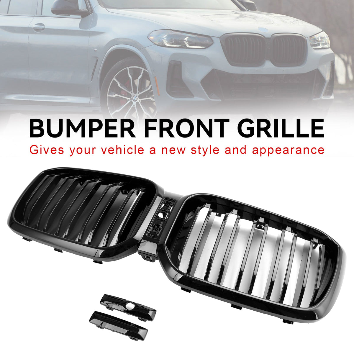 BMW X3 X4 G01 G02 2022-2025 Gloss Black Front Kidney Grill Grille
