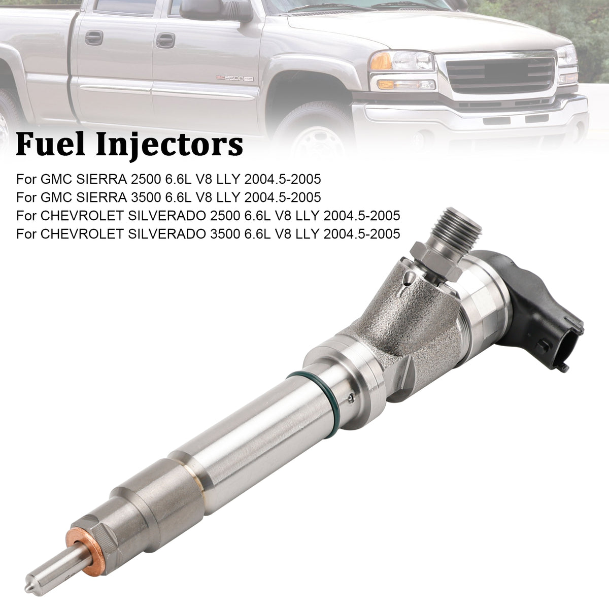 GMC Fit Chevy 6.6L Duramax LLY 2004.5-2005 1PCS Fuel Injector 0986435504