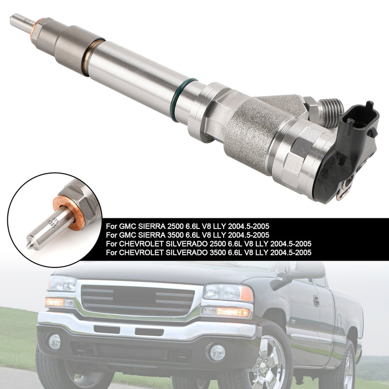 GMC Fit Chevy 6.6L Duramax LLY 2004.5-2005 1PCS Fuel Injector 0986435504