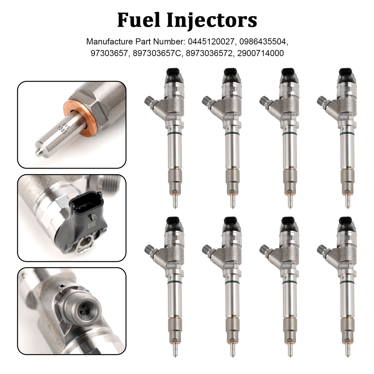 GMC Fit Chevy 6.6L Duramax LLY 2004.5-2005 8PCS Fuel Injector 0986435504