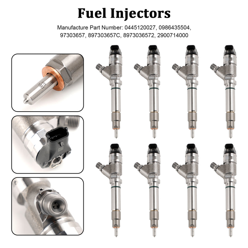GMC Fit Chevy 6.6L Duramax LLY 2004.5-2005 8PCS Fuel Injector 0986435504