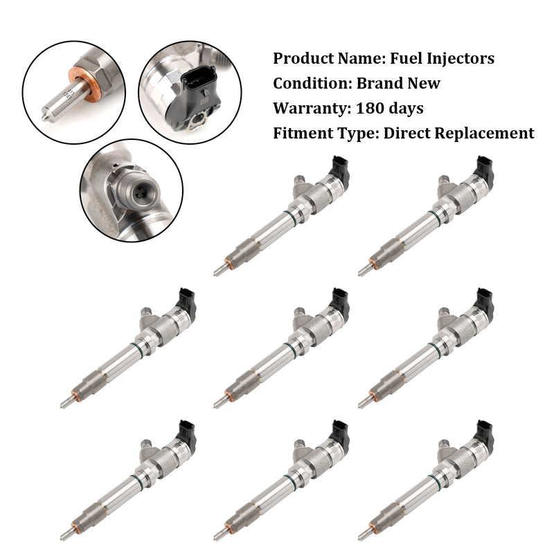 GMC Fit Chevy 6.6L Duramax LLY 2004.5-2005 8PCS Fuel Injector 0986435504
