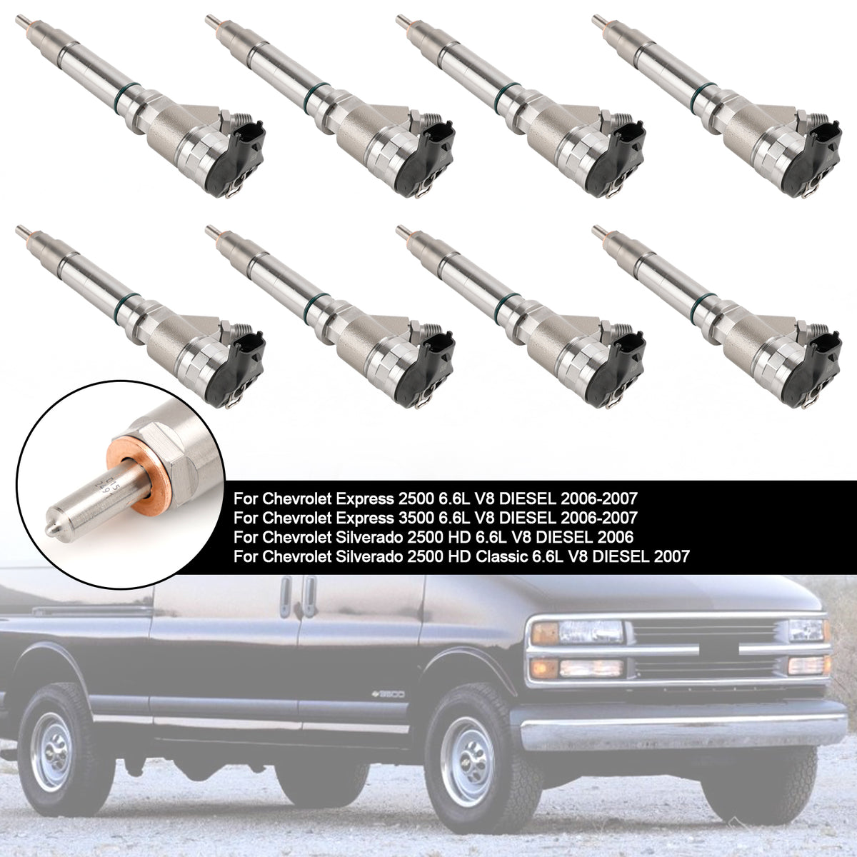 Chevy Fit GMC Duramax Hummer 6.6L 2006-2007 8PCS Fuel Injector 0445120042
