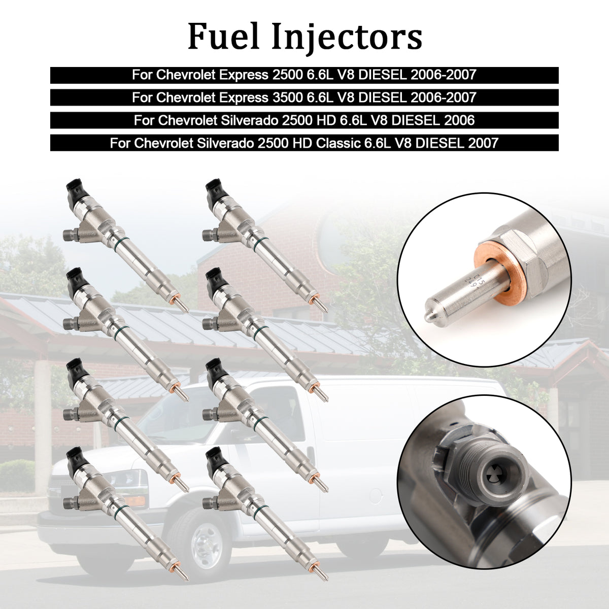 Chevy Fit GMC Duramax Hummer 6.6L 2006-2007 8PCS Fuel Injector 0445120042