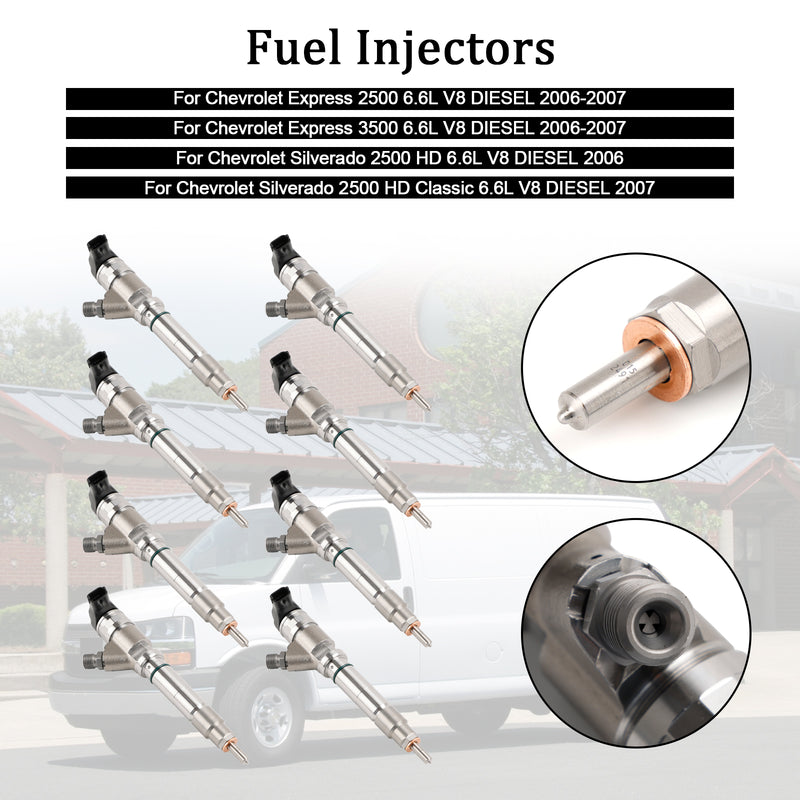 Chevy Fit GMC Duramax Hummer 6.6L 2006-2007 8PCS Fuel Injector 0445120042
