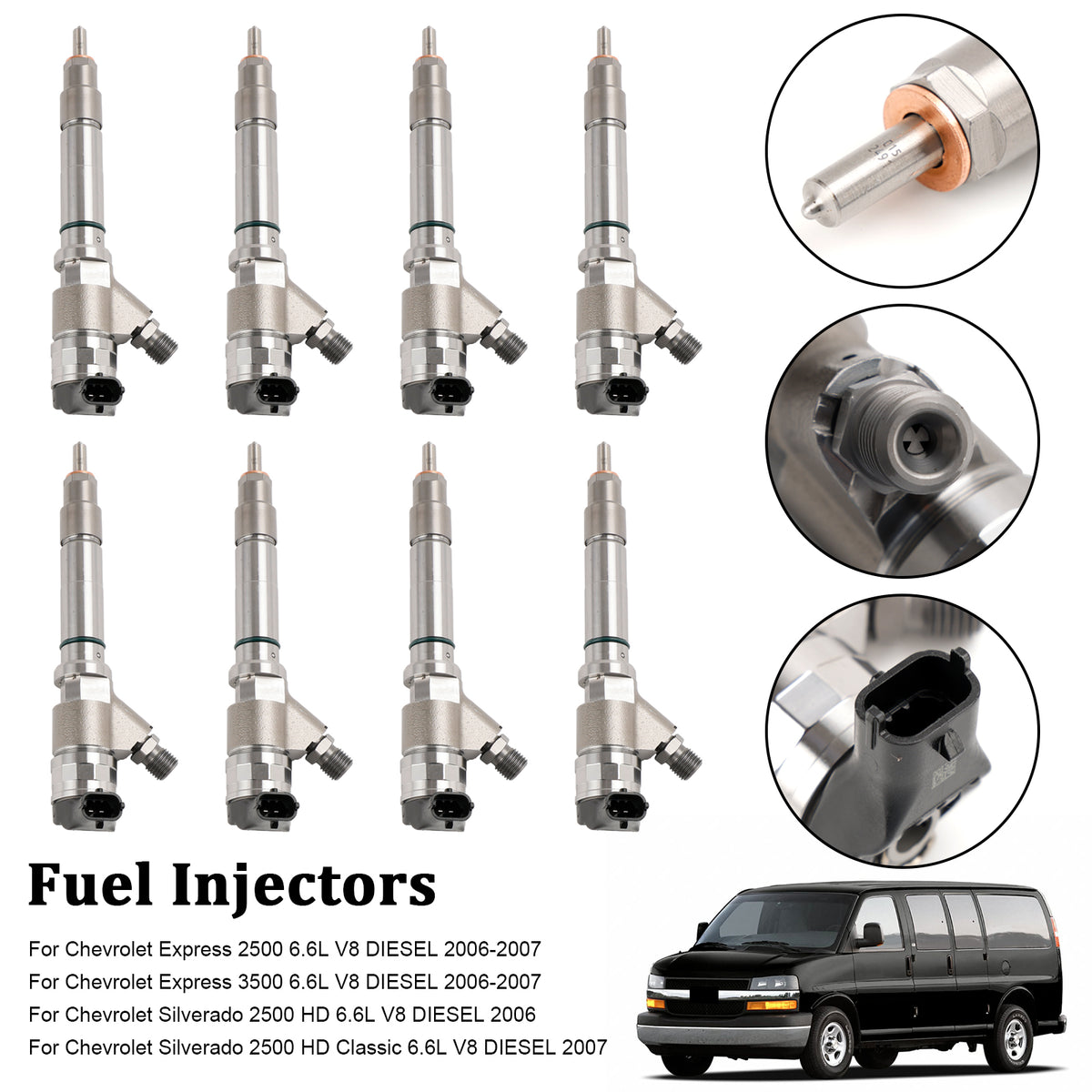 Chevy Fit GMC Duramax Hummer 6.6L 2006-2007 8PCS Fuel Injector 0445120042