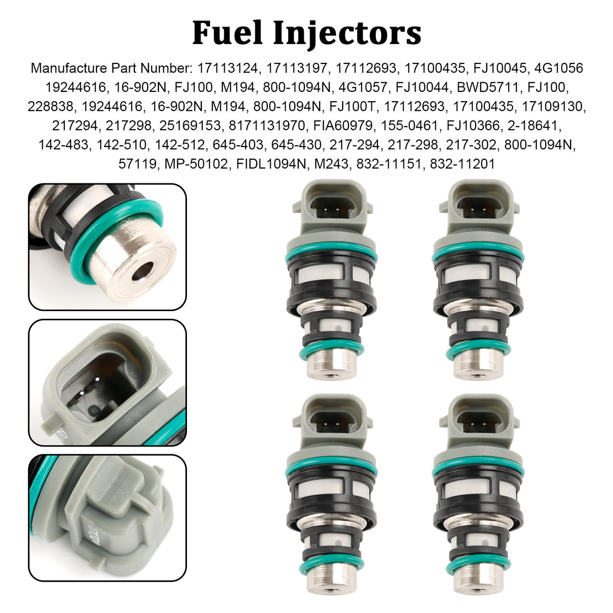 4PCS 17113124 Fuel Injectors 17113124 Fit Chevy Fit Buick Pontiac 2.2L 17113197