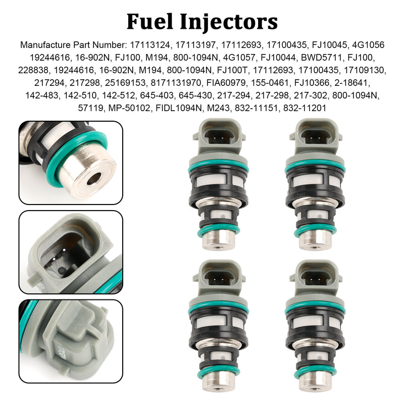 4PCS 17113124 Fuel Injectors 17113124 Fit Chevy Fit Buick Pontiac 2.2L 17113197