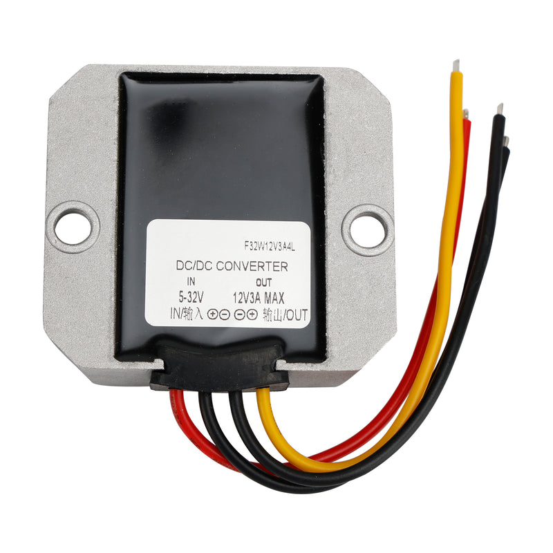 Waterproof DC (5-32V) to 12V 3A Voltage Power Supply Converter Regulator
