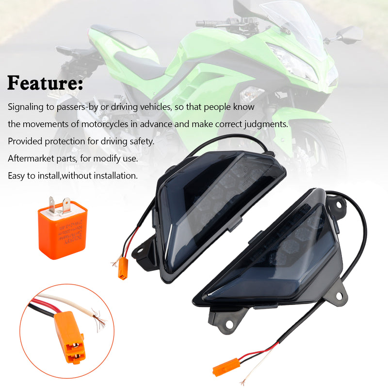 KAWASAKI NINJA 300 400 650 ZX-6R ZX-4RR 2013+ Black LED Front Turn Signal Light