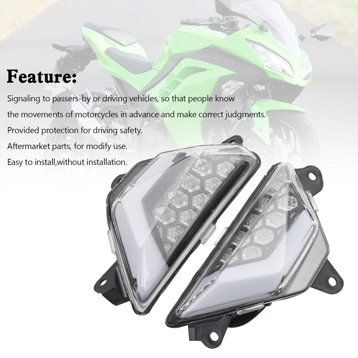 KAWASAKI NINJA 300 400 650 ZX-6R ZX-4RR 2013+ Clear LED Front Turn Signal Light
