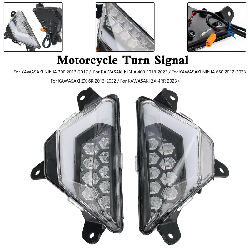 KAWASAKI NINJA 300 400 650 ZX-6R ZX-4RR 2013+ Clear LED Front Turn Signal Light