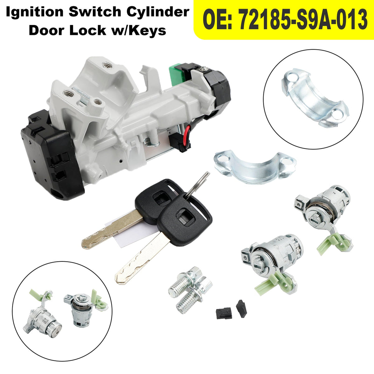 Honda Element CR-V Civic 72185-S9A-013 Ignition Switch Cylinder Door Lock w/Key