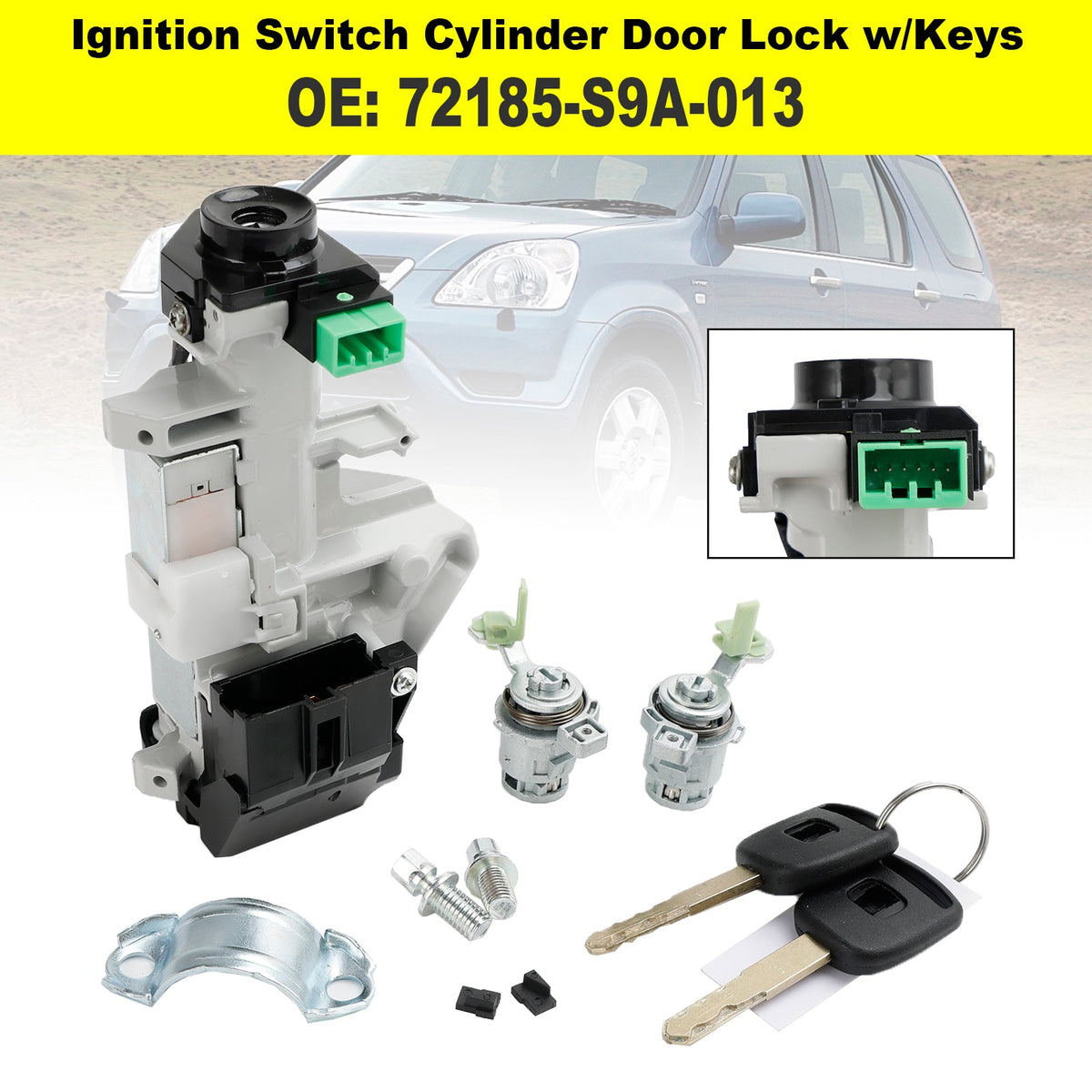 Honda Element CR-V Civic 72185-S9A-013 Ignition Switch Cylinder Door Lock w/Key