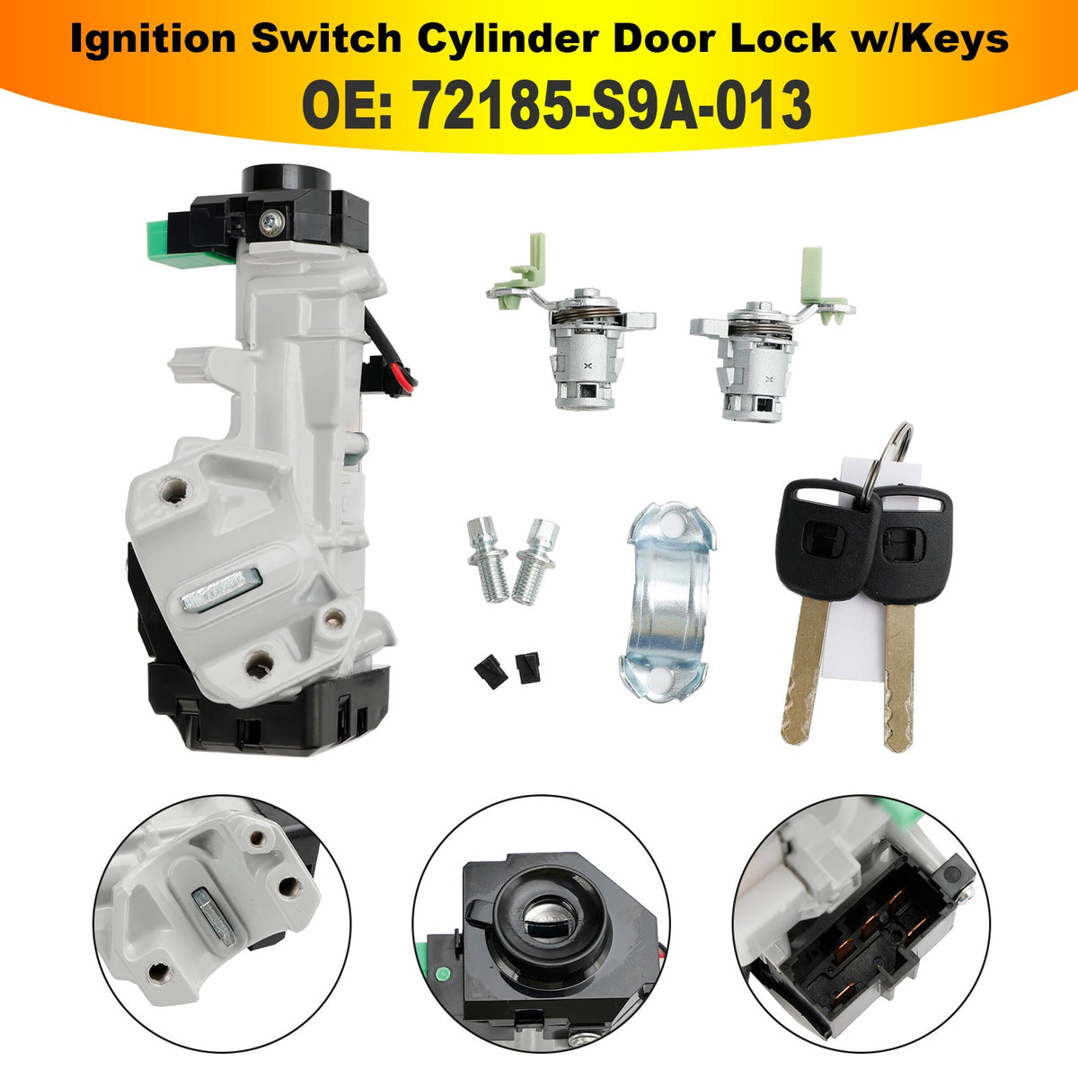 Honda Element CR-V Civic 72185-S9A-013 Ignition Switch Cylinder Door Lock w/Key