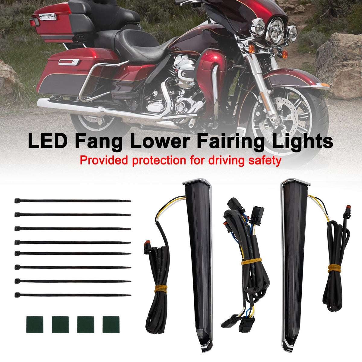 Touring Road Glide 2014-2023 Chrome 45801 LED Fang Lower Fairing Lights