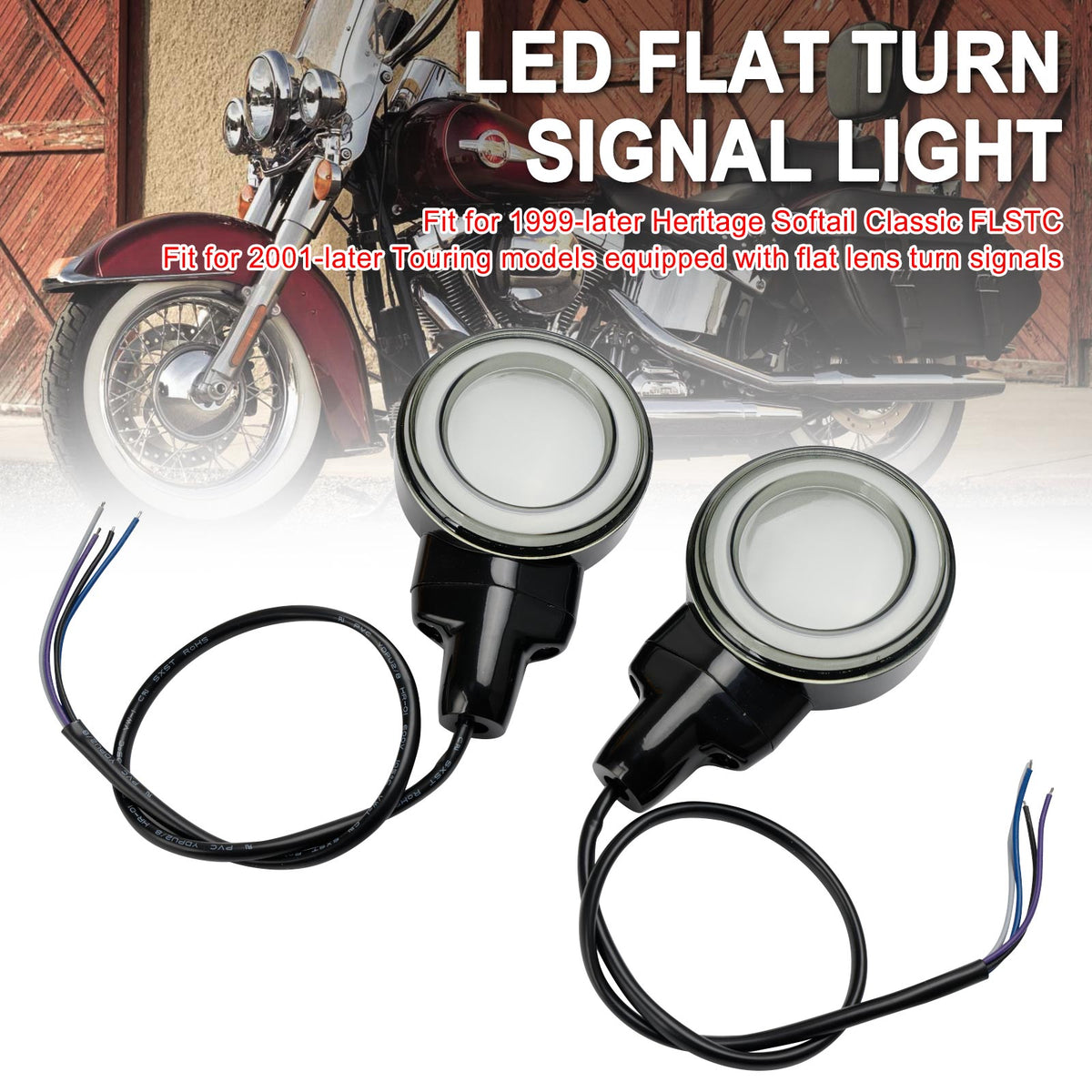 Heritage Softail Classic Touring 1999-2023 Black LED Flat Front Turn Signal Light