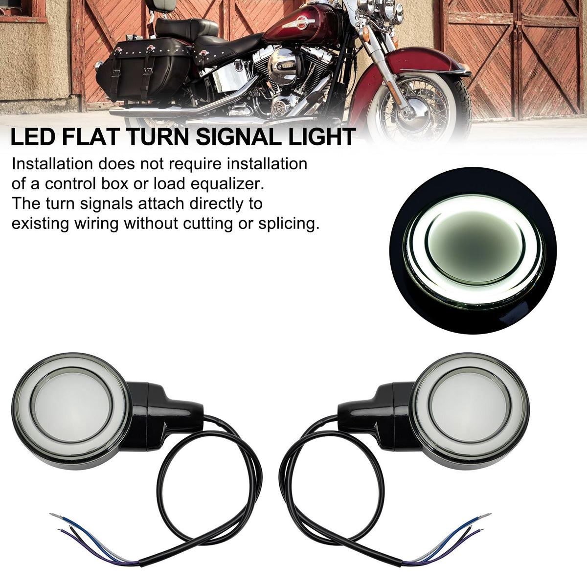 Heritage Softail Classic Touring 1999-2023 Black LED Flat Front Turn Signal Light