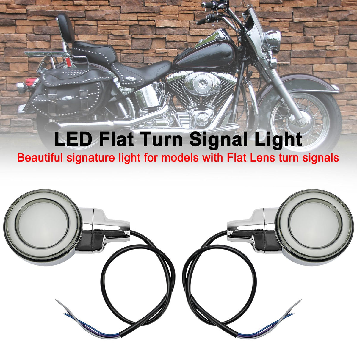 Heritage Softail Classic Touring 1999-2023 Chrome LED Flat Front Turn Signal Light