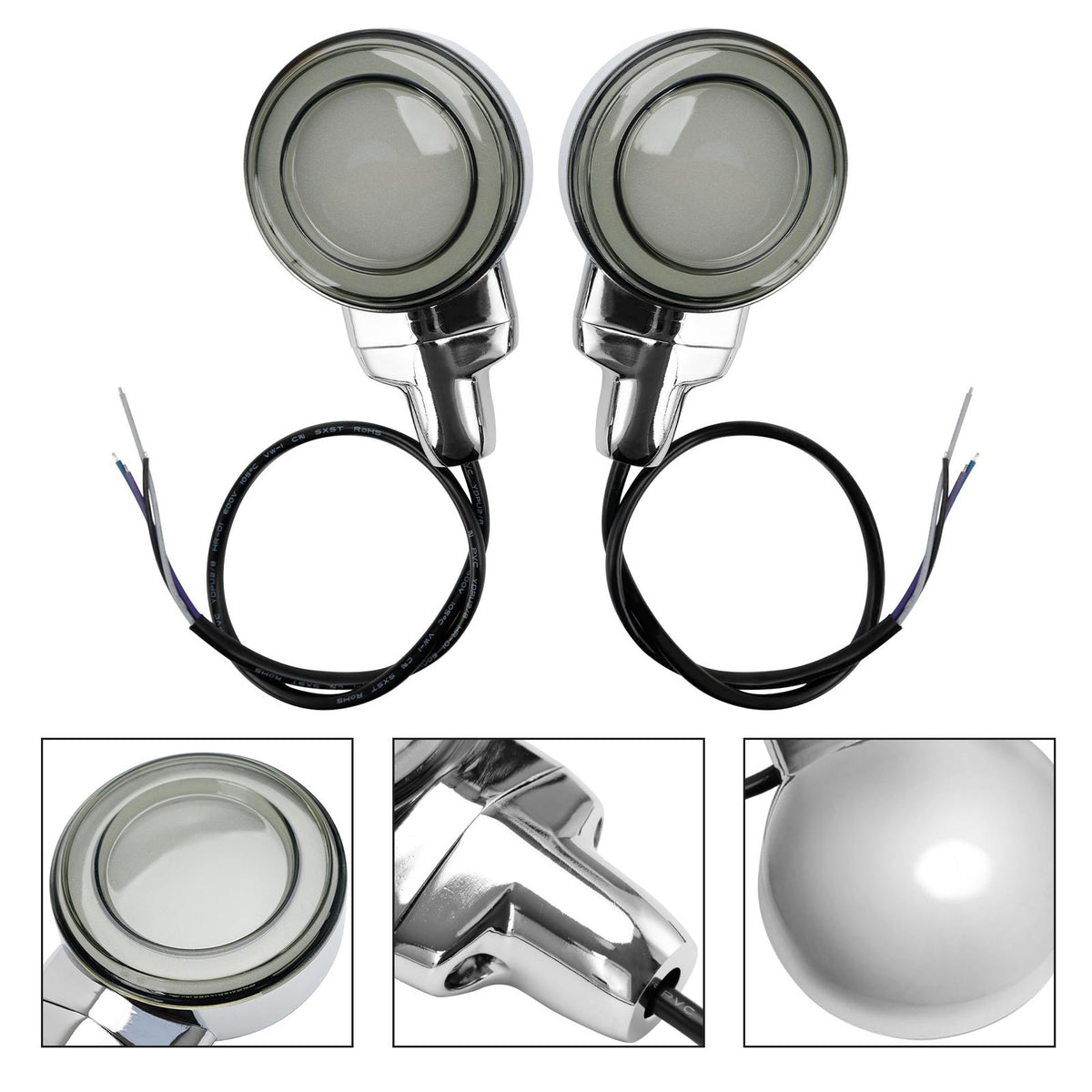 Heritage Softail Classic Touring 1999-2023 Chrome LED Flat Front Turn Signal Light
