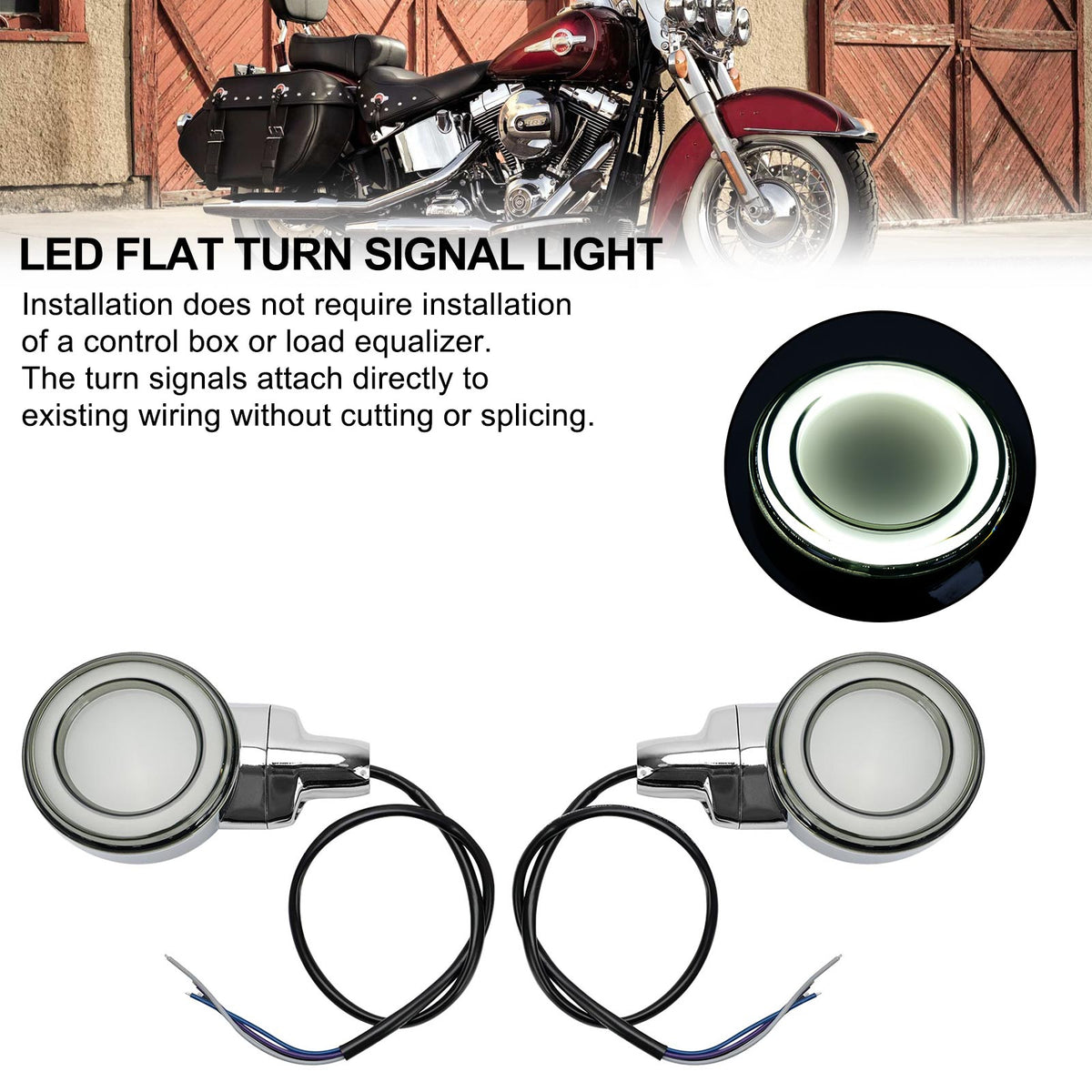 Heritage Softail Classic Touring 1999-2023 Chrome LED Flat Front Turn Signal Light