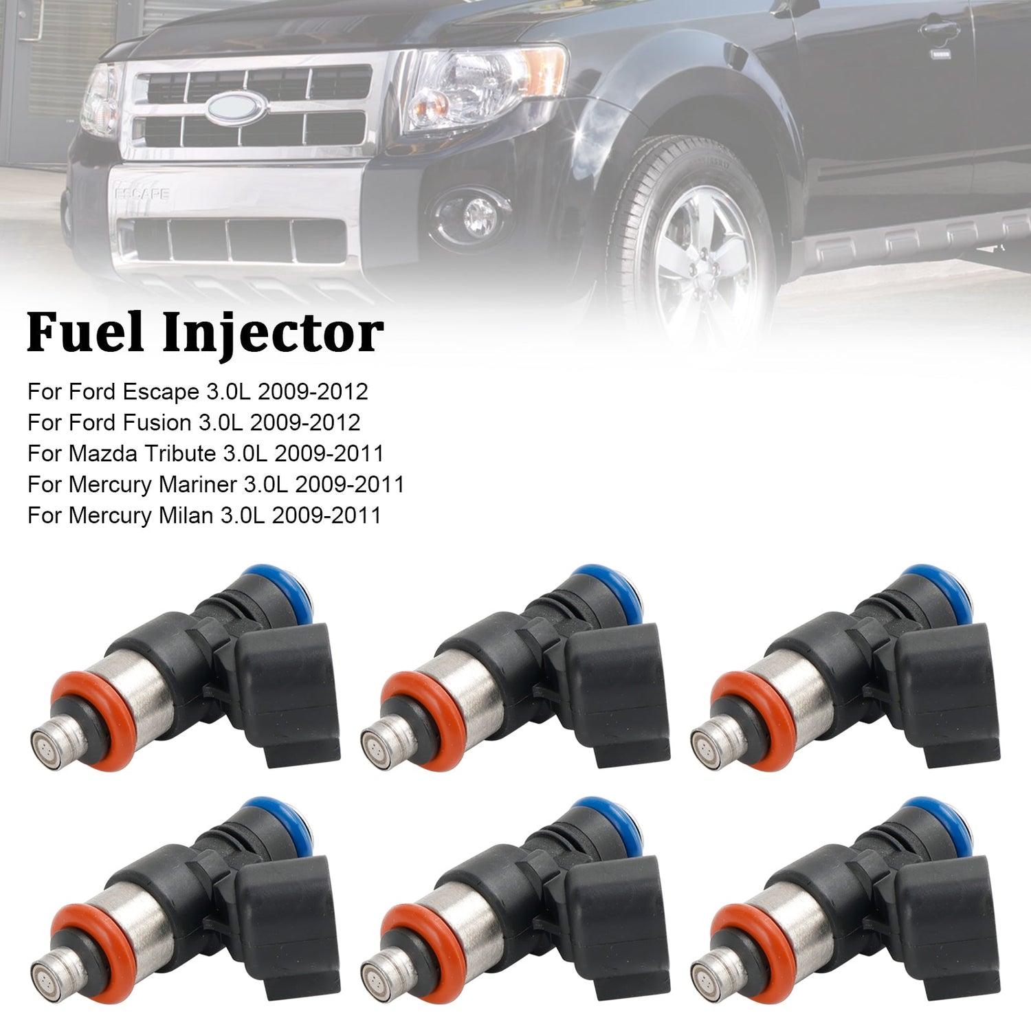 6PCS 0280158189 Fuel Injector Fit Ford Escape Fusion Fit Mazda 3.0L V6