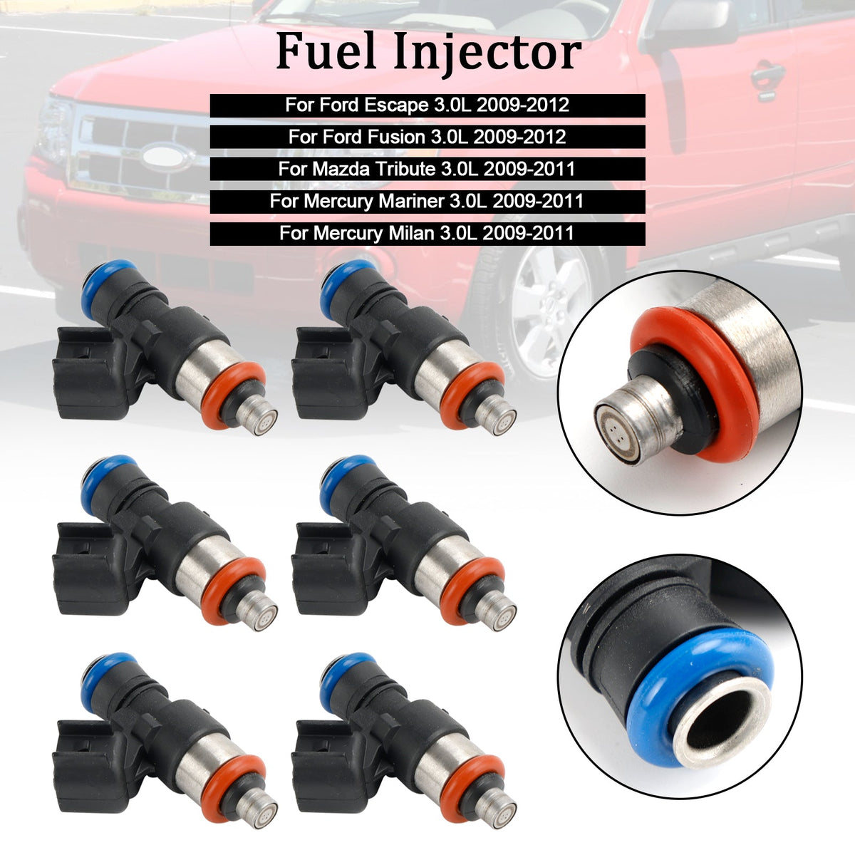 6PCS 0280158189 Fuel Injector Fit Ford Escape Fusion Fit Mazda 3.0L V6