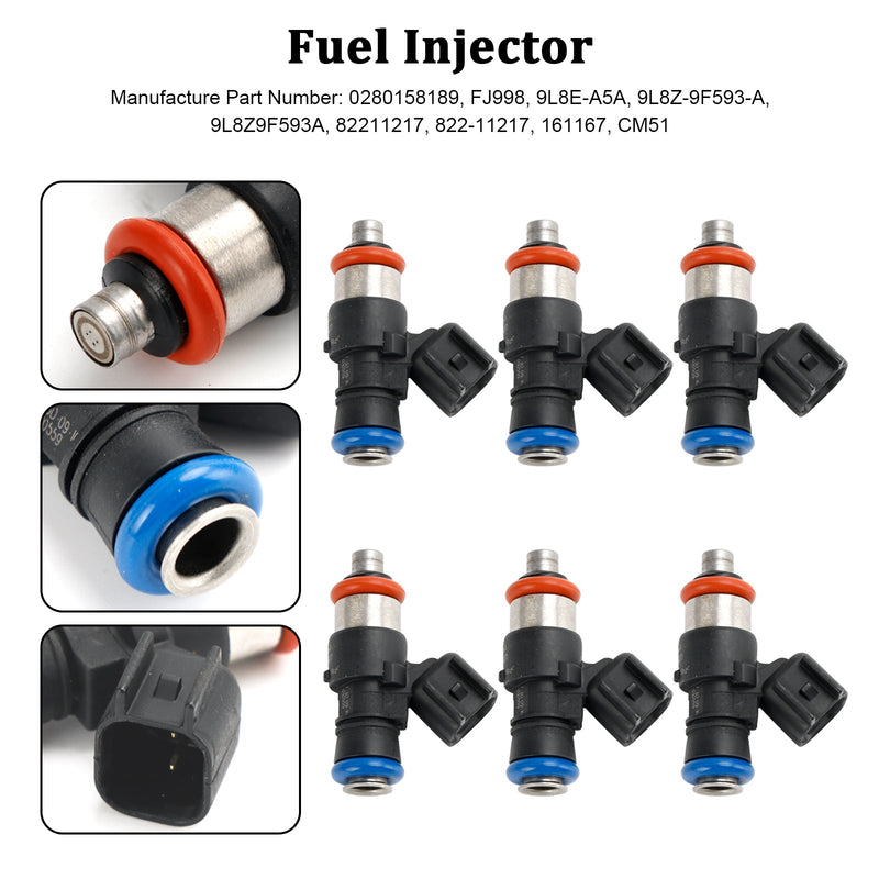 6PCS 0280158189 Fuel Injector Fit Ford Escape Fusion Fit Mazda 3.0L V6