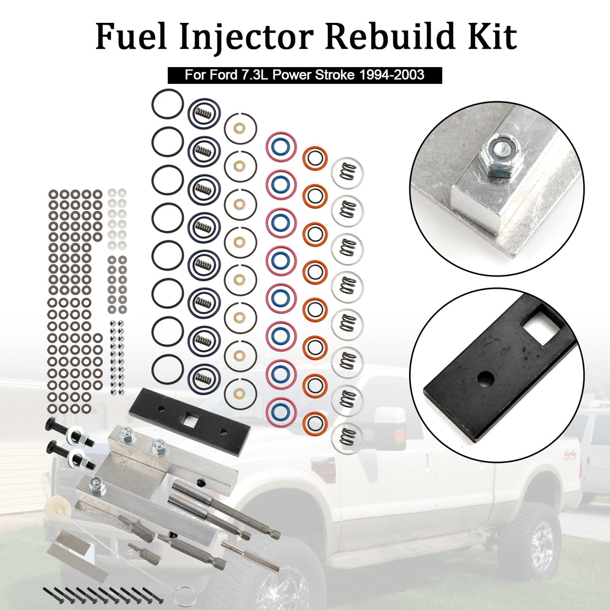 Ford 7.3L Power Stroke 1994-2003 Injector Rebuild Kit W/Vice Clamp And Tools Spring