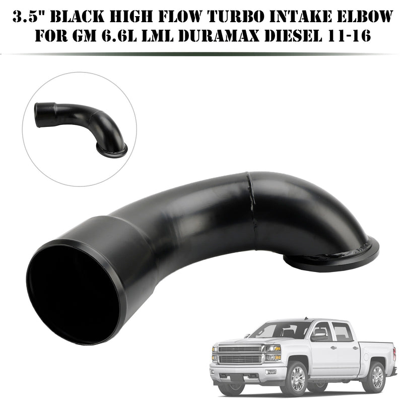 GM 6.6L LML Duramax Diesel 11-16 3.5" Black High Flow Turbo Intake Elbow