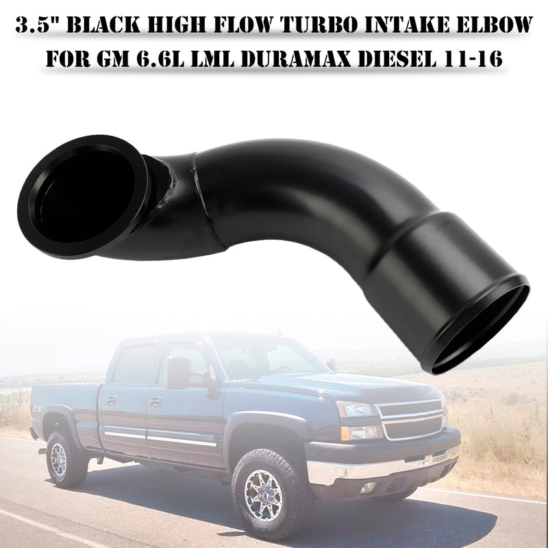 GM 6.6L LML Duramax Diesel 11-16 3.5" Black High Flow Turbo Intake Elbow