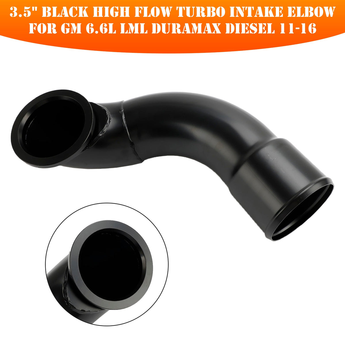 GM 6.6L LML Duramax Diesel 11-16 3.5" Black High Flow Turbo Intake Elbow