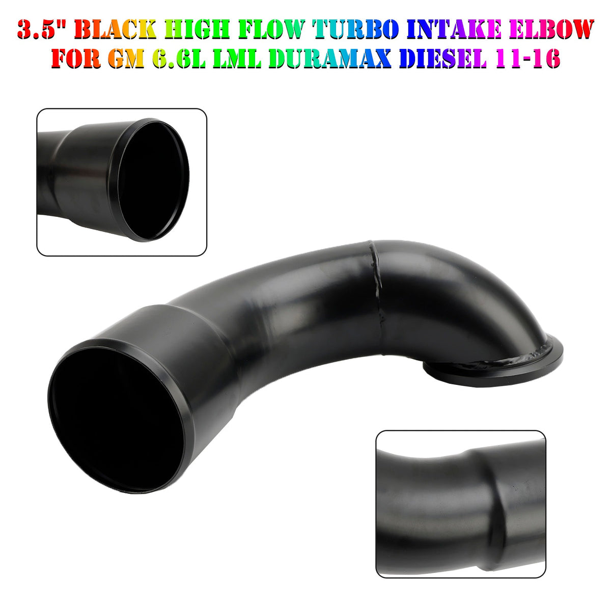 GM 6.6L LML Duramax Diesel 11-16 3.5" Black High Flow Turbo Intake Elbow