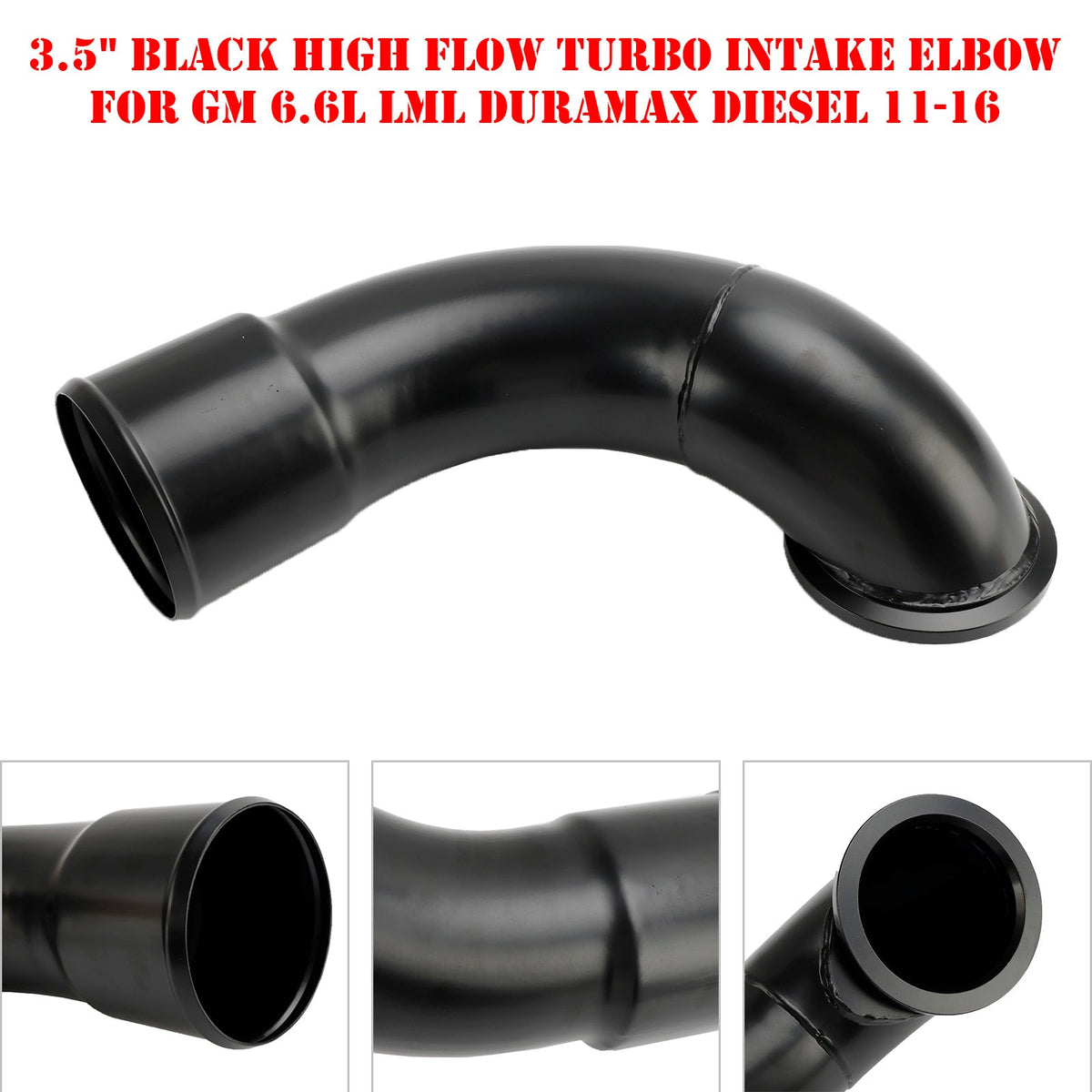 GM 6.6L LML Duramax Diesel 11-16 3.5" Black High Flow Turbo Intake Elbow