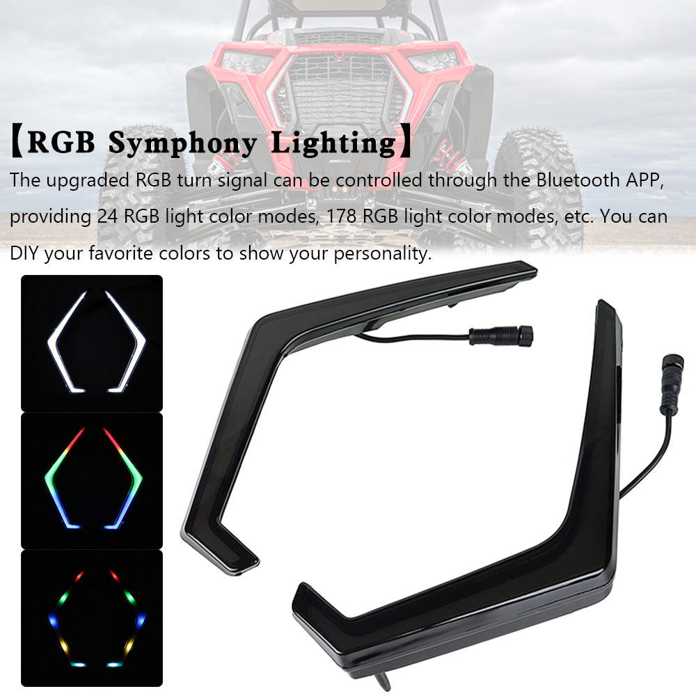 Polaris RZR XP 1000 Turbo 2019-2022 LED RGB Grille Lights Turn Signal Fang Accent