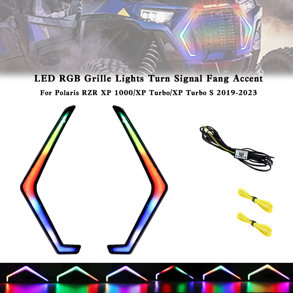 Polaris RZR XP 1000 Turbo 2019-2022 LED RGB Grille Lights Turn Signal Fang Accent