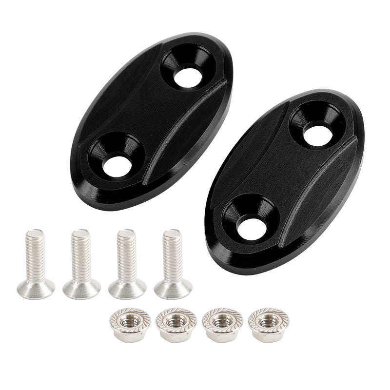 Kawasaki ZX-6R ZX6R 2003-2004 Black mirror delete blanking block off plates