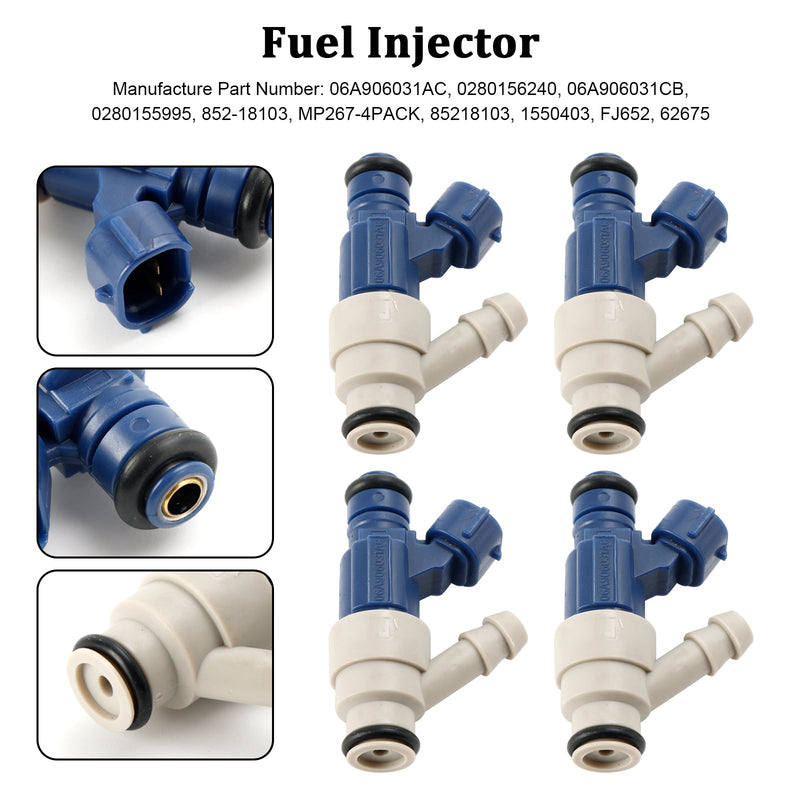 4PCS Fuel Injector 0280155995 Fit VW Golf Beetle Jetta 2.0L I4 2000-2005 0280156240
