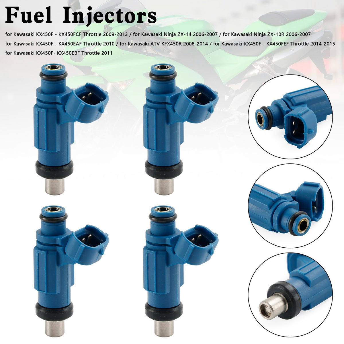 Kawasaki Ninja ZX-14 ZX-10R KX450F 4PCS EAT286 49033-0010 Fuel Injector