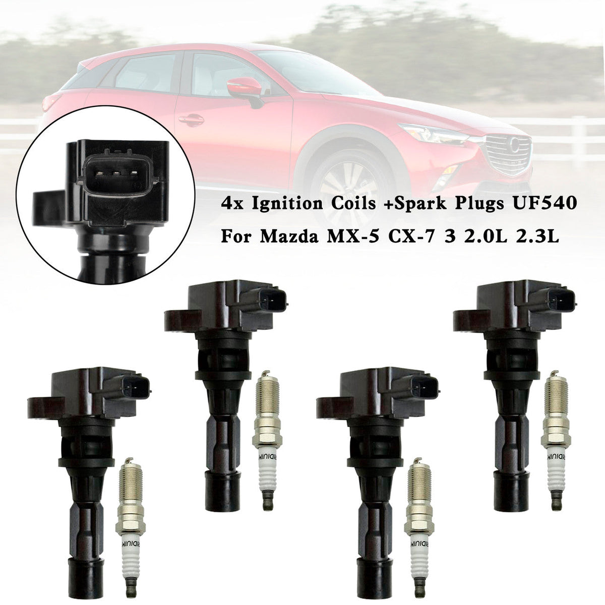 2006-2013 Mazda 3 L4 2.0L C1683 4x Ignition Coils +Spark Plugs