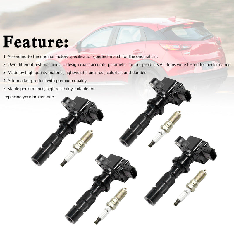 2012-2013 Mazda 3 Sport L4 2.0L C1683 4x Ignition Coils +Spark Plugs