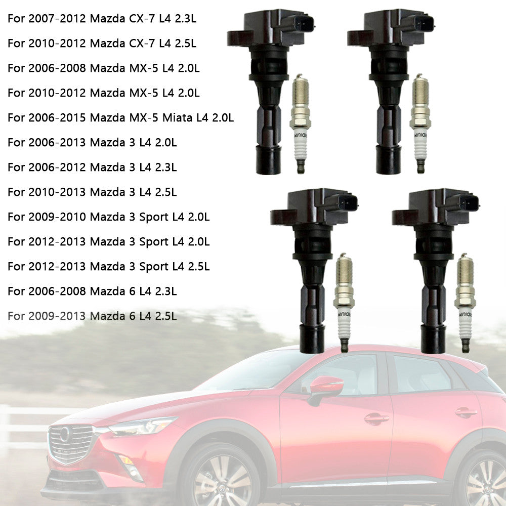 2009-2010 Mazda 3 Sport L4 2.0L C1683 4x Ignition Coils +Spark Plugs